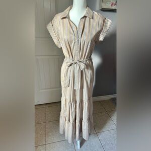 Tommy Hilfiger Beige and Black Striped Dress